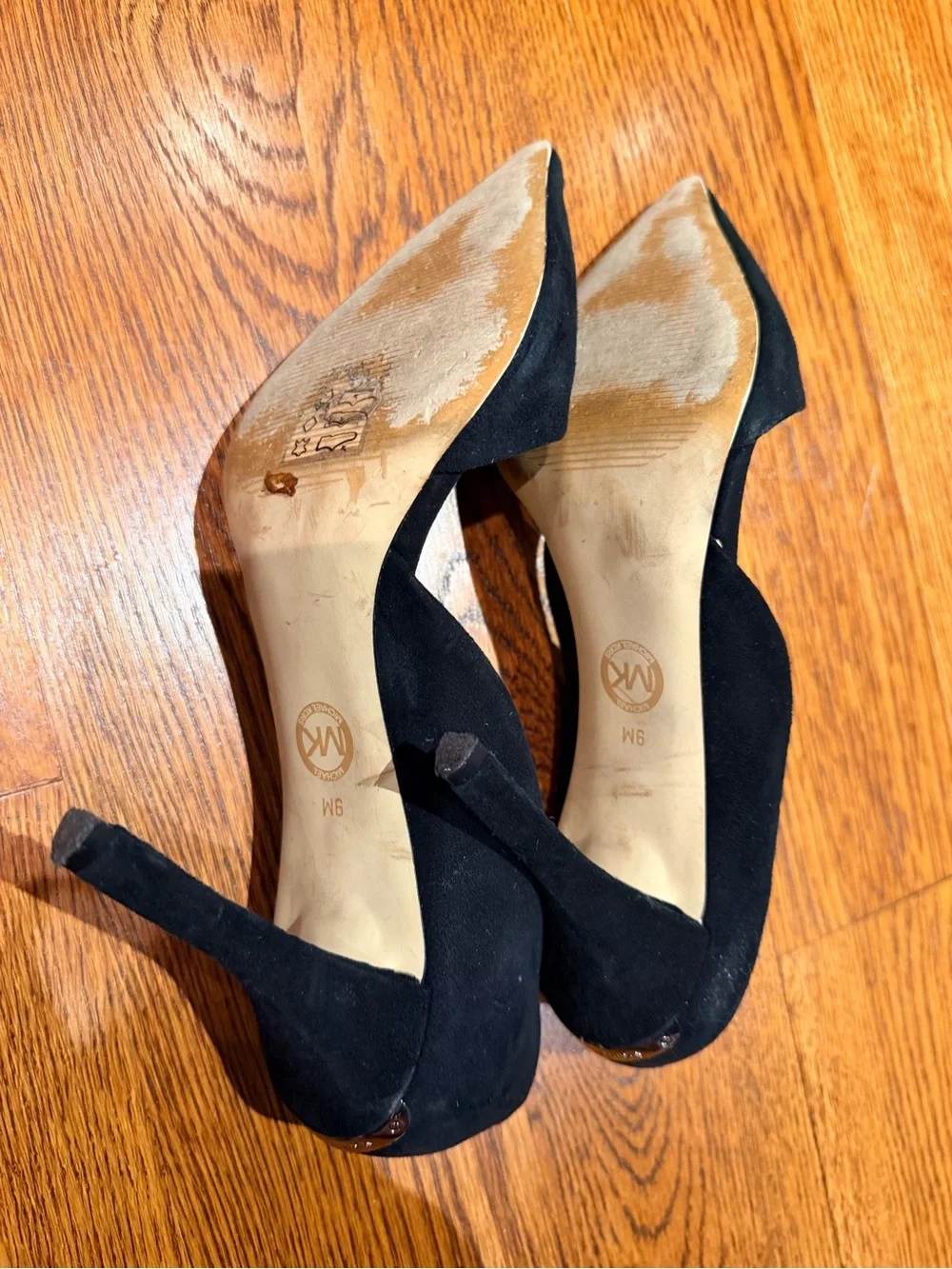 Michael Kors Black Suede D'Orsay Pointed-Toe Stilettos